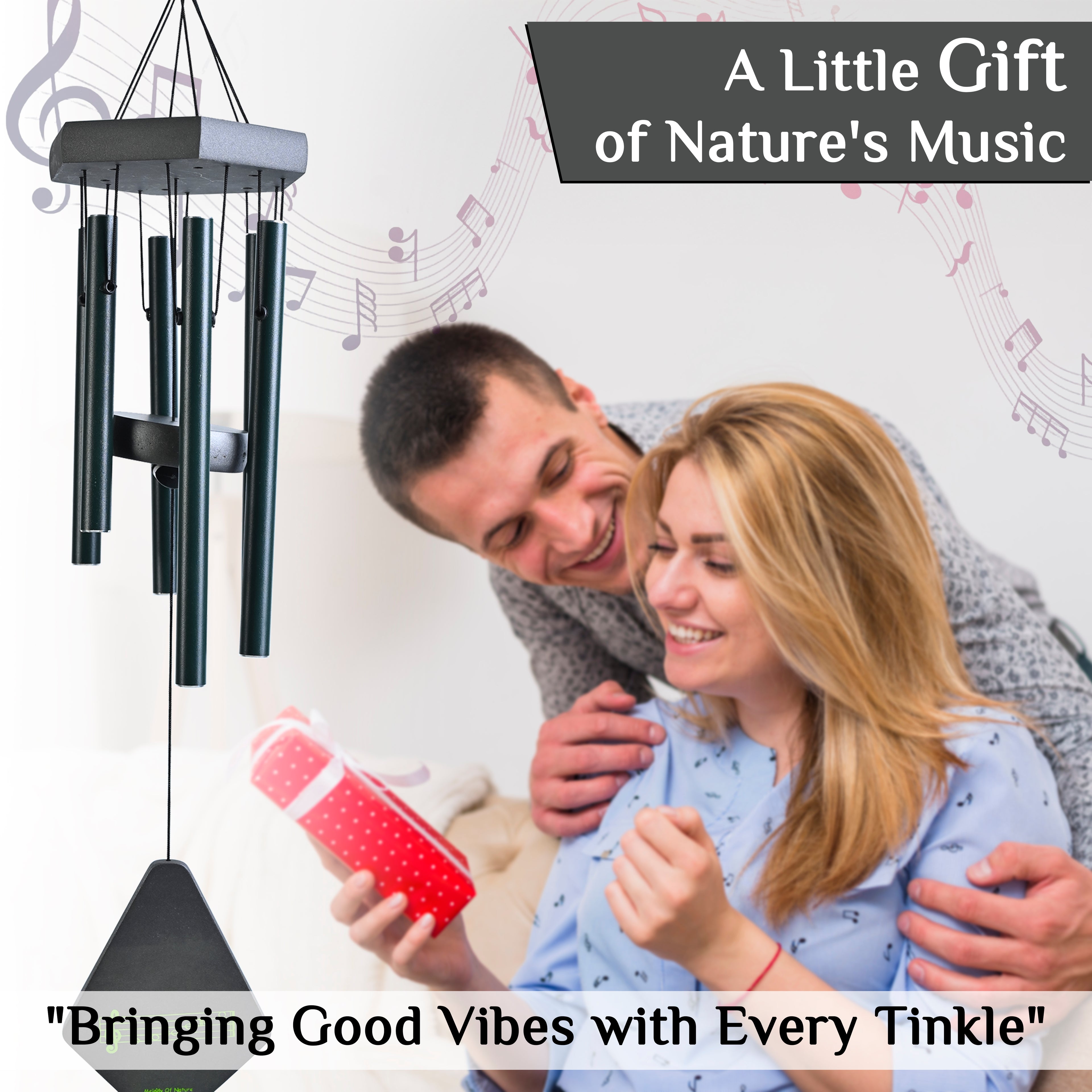 HindCraft Black Metal Wind Chime for Home, Balcony & Garden Décor