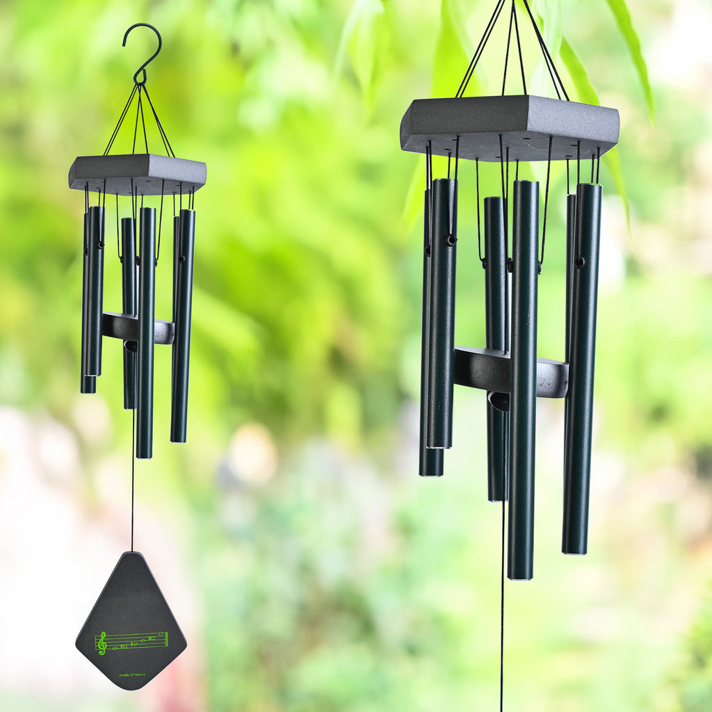 HindCraft Black Metal Wind Chime for Home, Balcony & Garden Décor