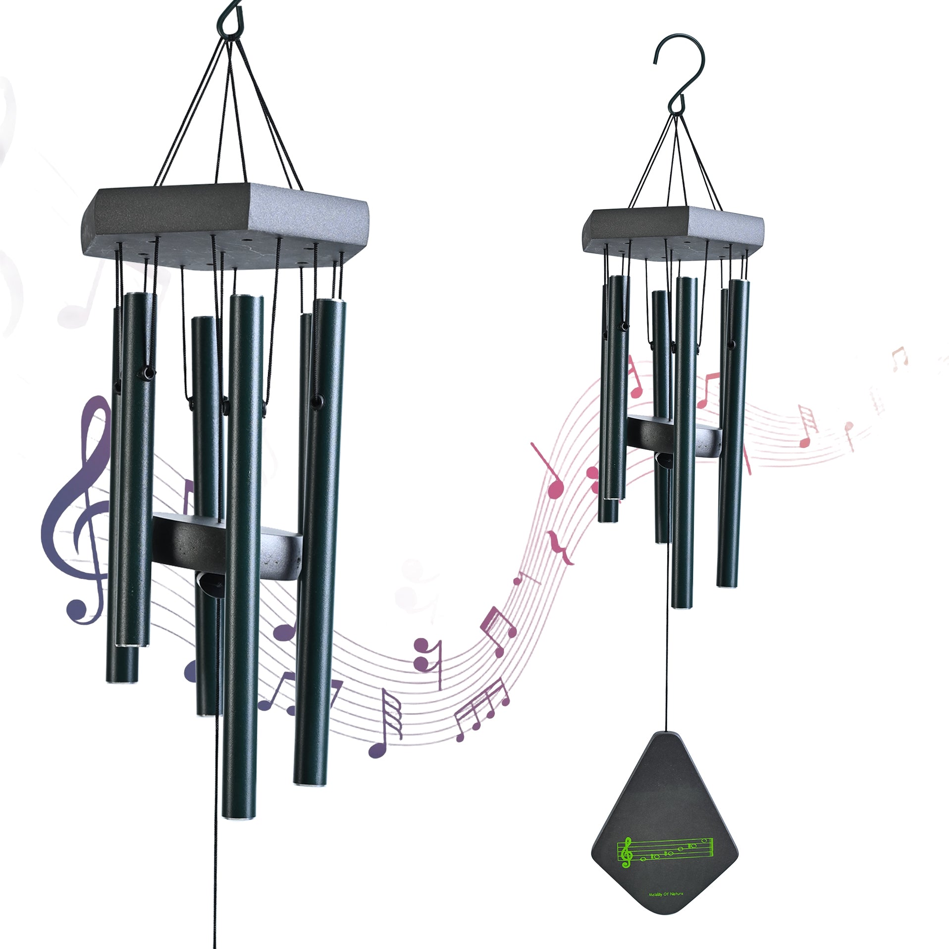 HindCraft Black Metal Wind Chime for Home, Balcony & Garden Décor