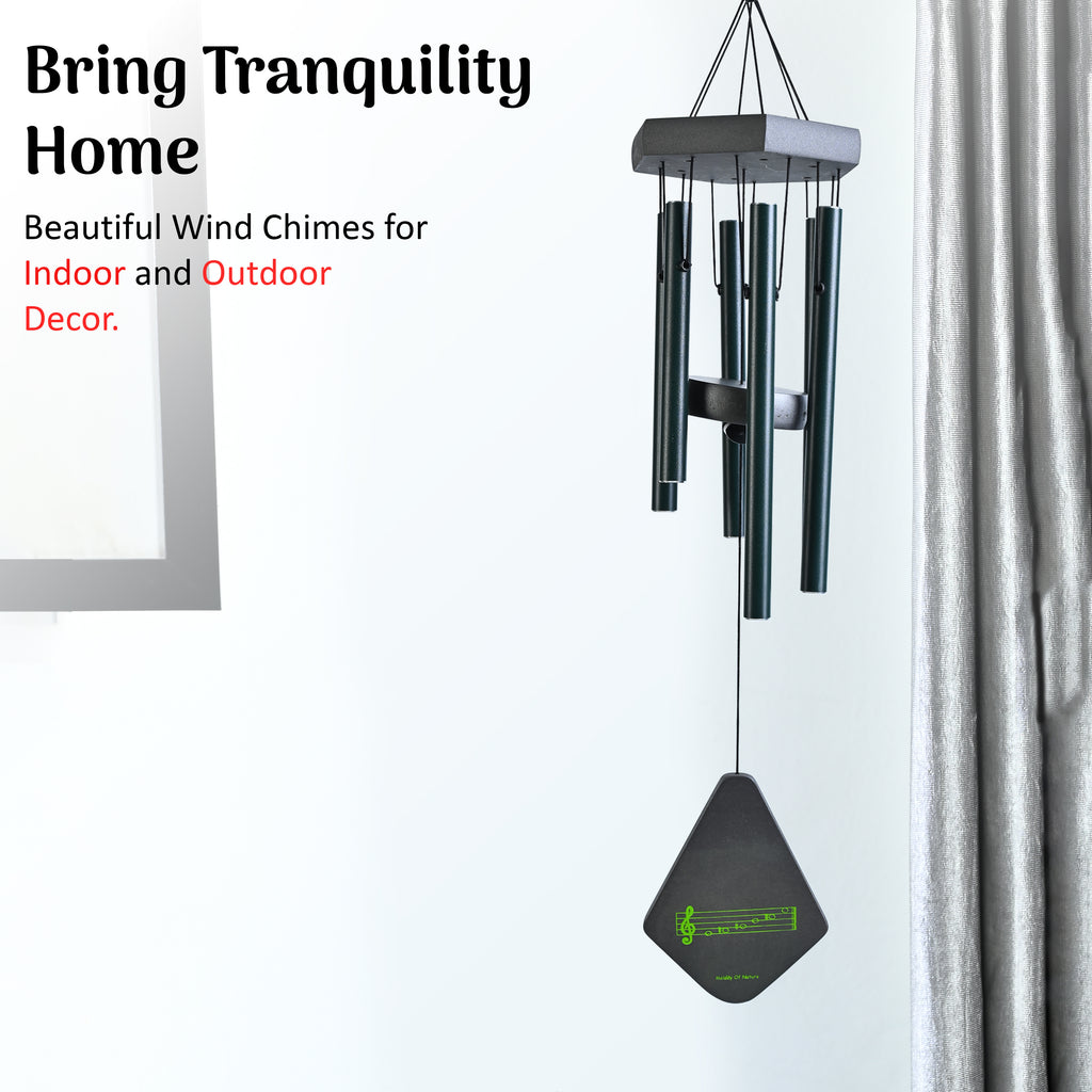 HindCraft Black Metal Wind Chime for Home, Balcony & Garden Décor