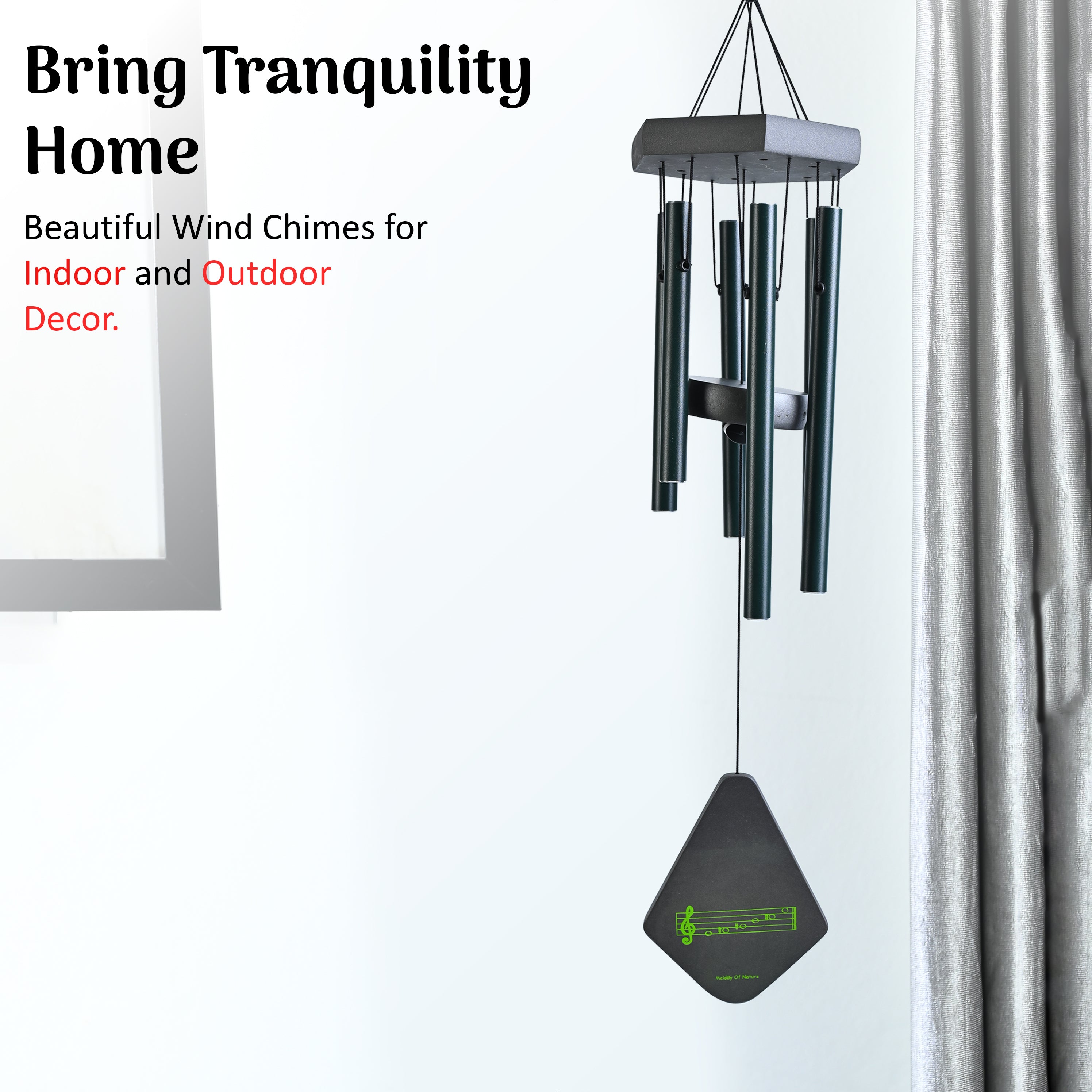 HindCraft Black Metal Wind Chime for Home, Balcony & Garden Décor