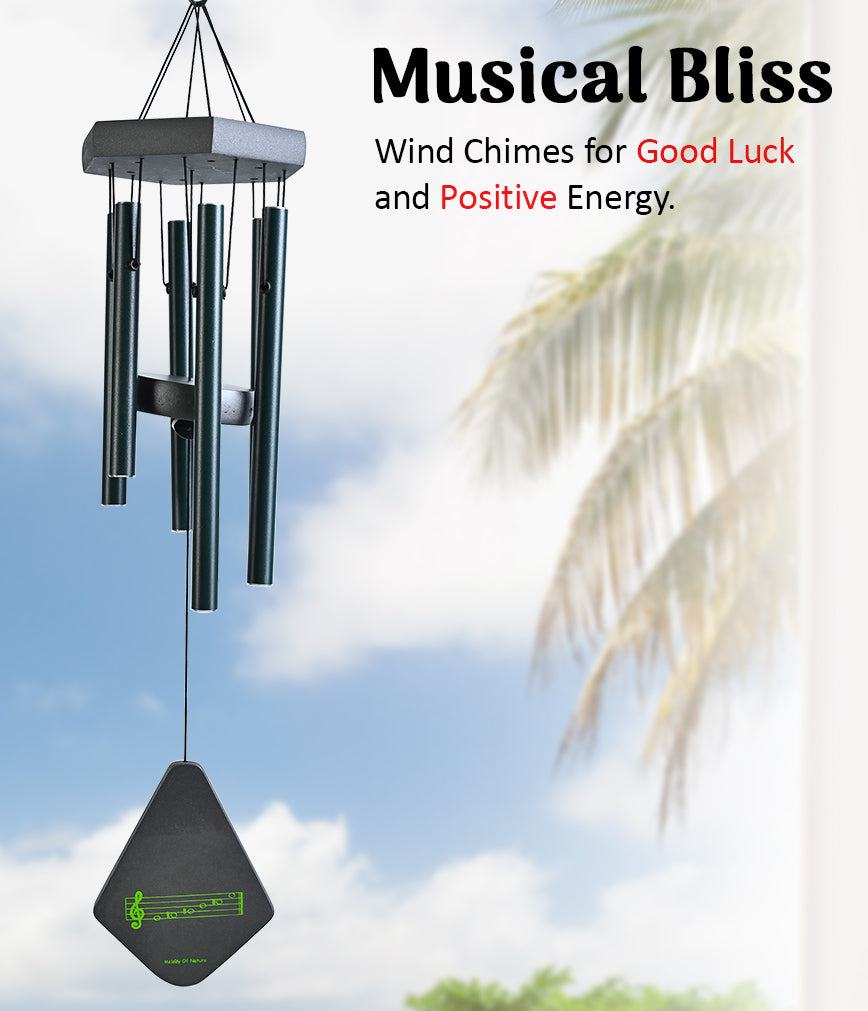 HindCraft Black Metal Wind Chime for Home, Balcony & Garden Décor