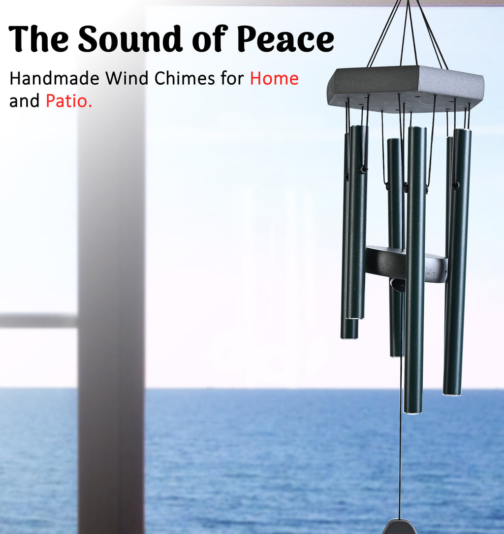 HindCraft Black Metal Wind Chime for Home, Balcony & Garden Décor