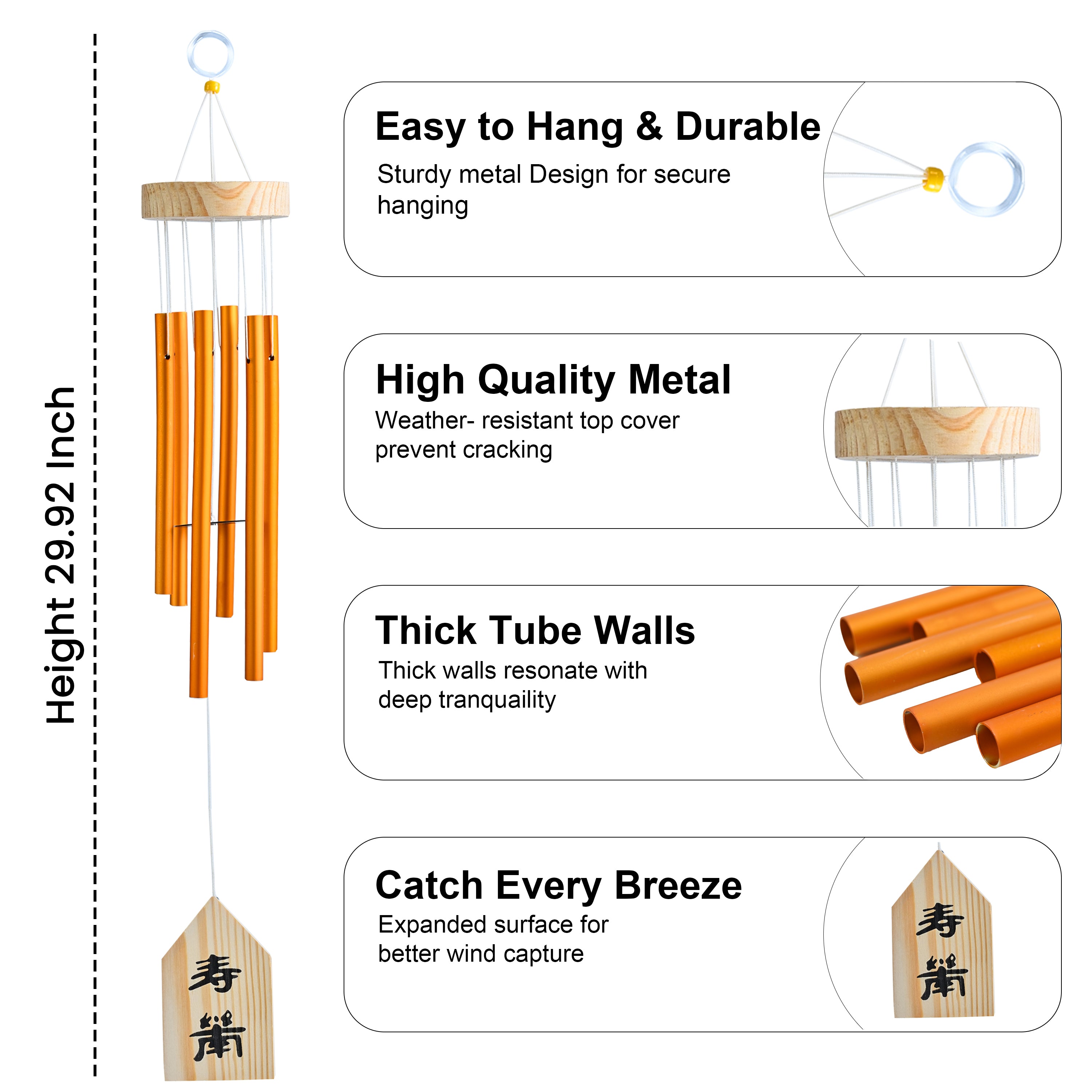 HindCraft Wooden Metal Wind Chime for Home, Garden & Balcony Décor