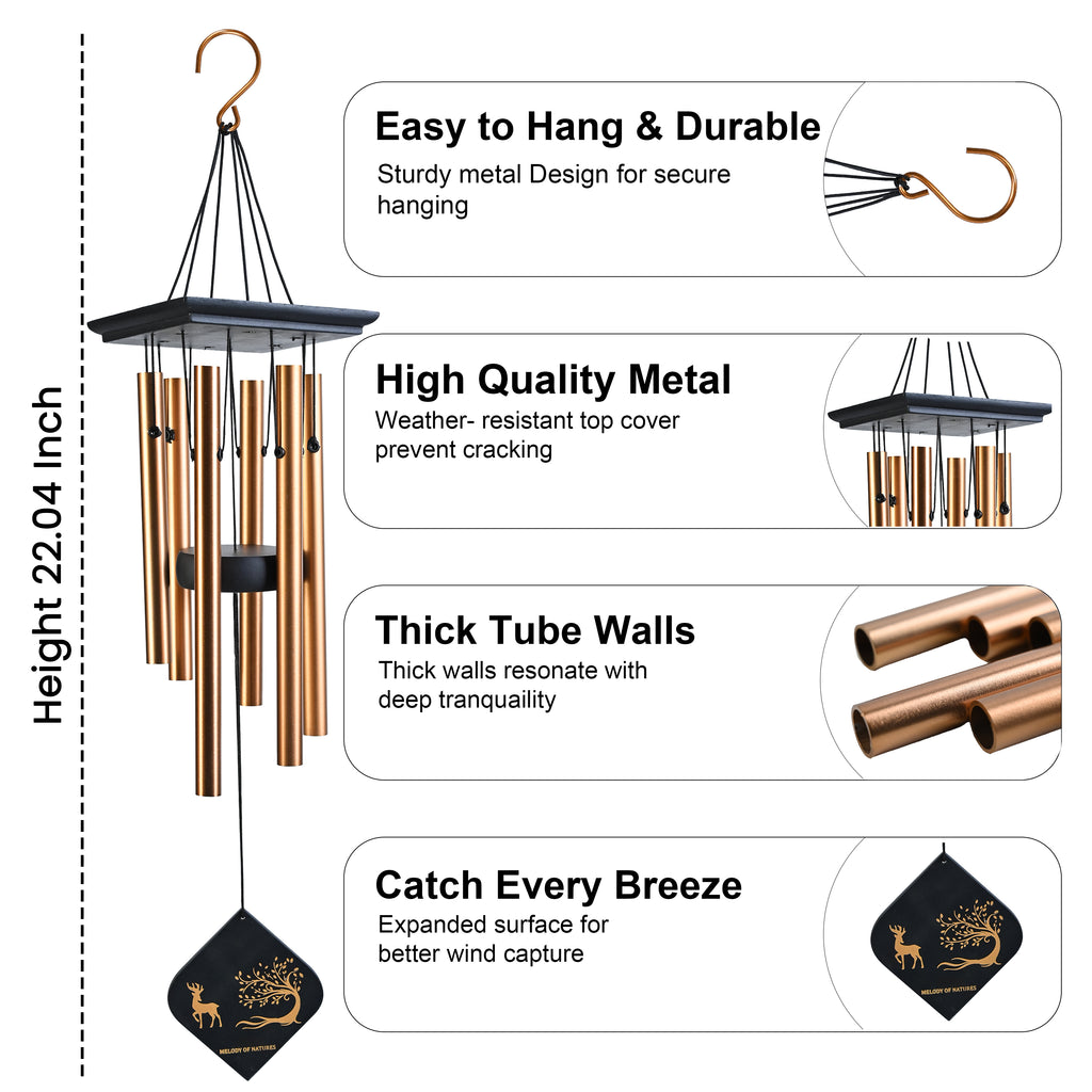 HindCraft Large Bronze Wind Chime for Home Garden Balcony Outdoor Decor