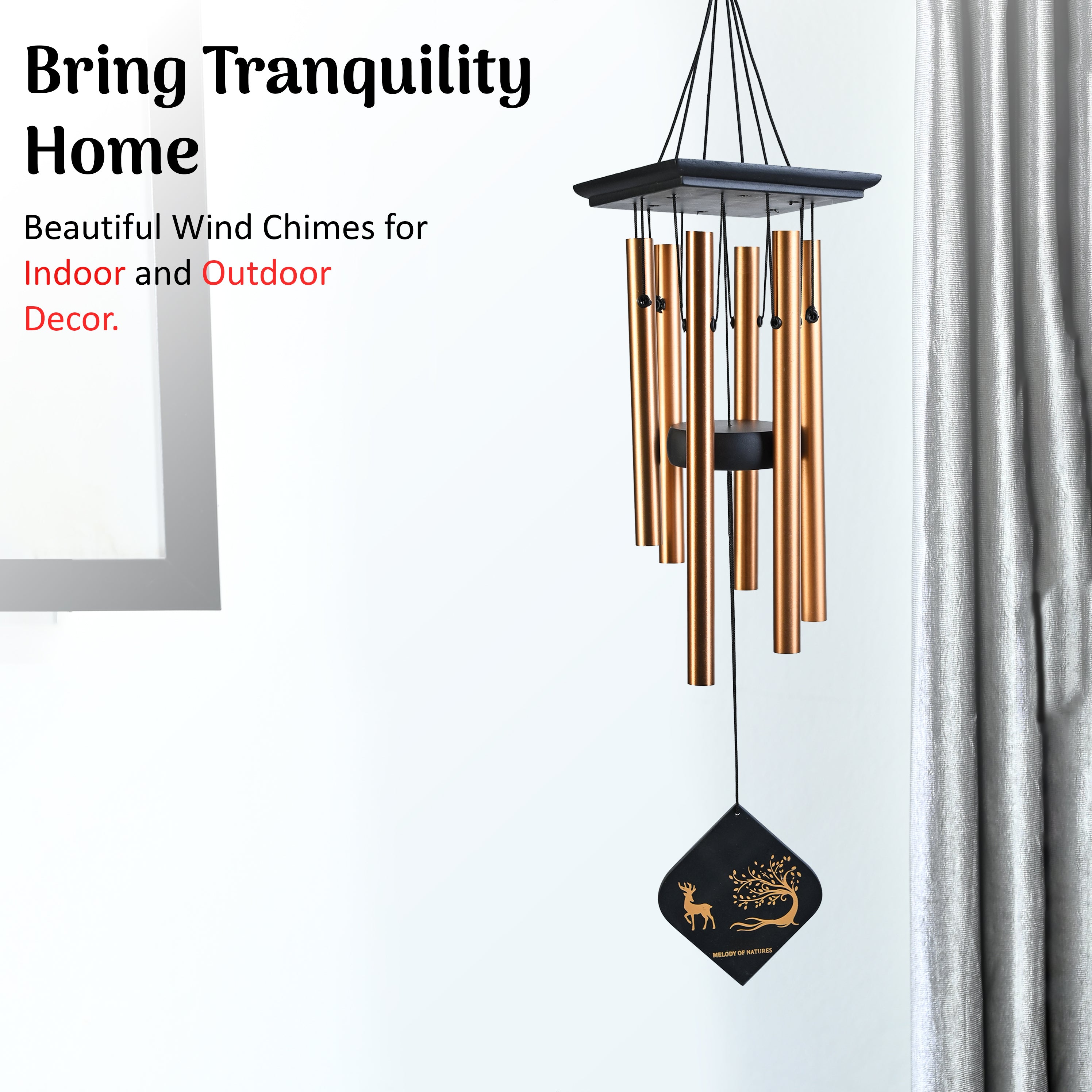 HindCraft Large Bronze Wind Chime for Home Garden Balcony Outdoor Decor