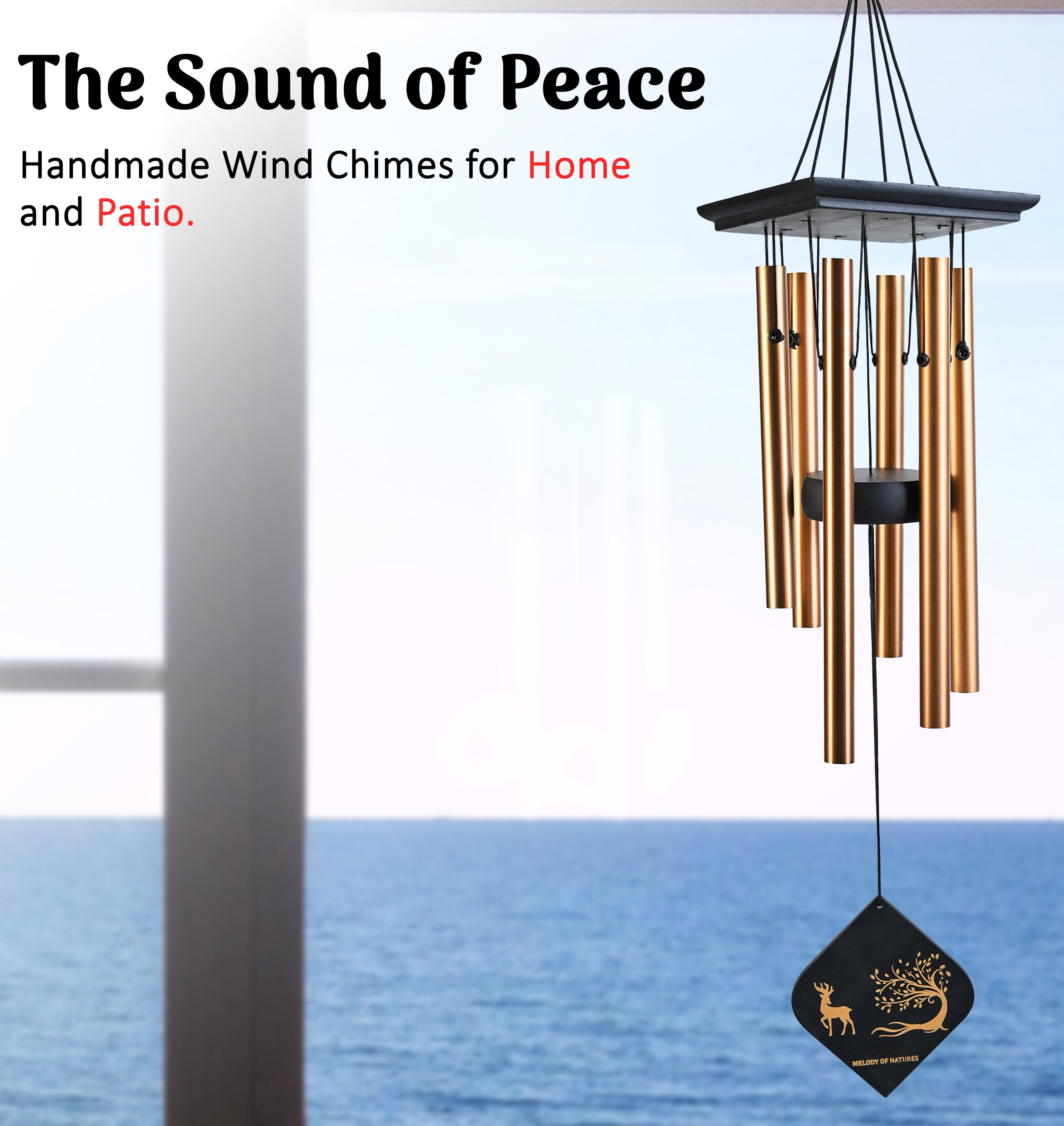 HindCraft Large Bronze Wind Chime for Home Garden Balcony Outdoor Decor