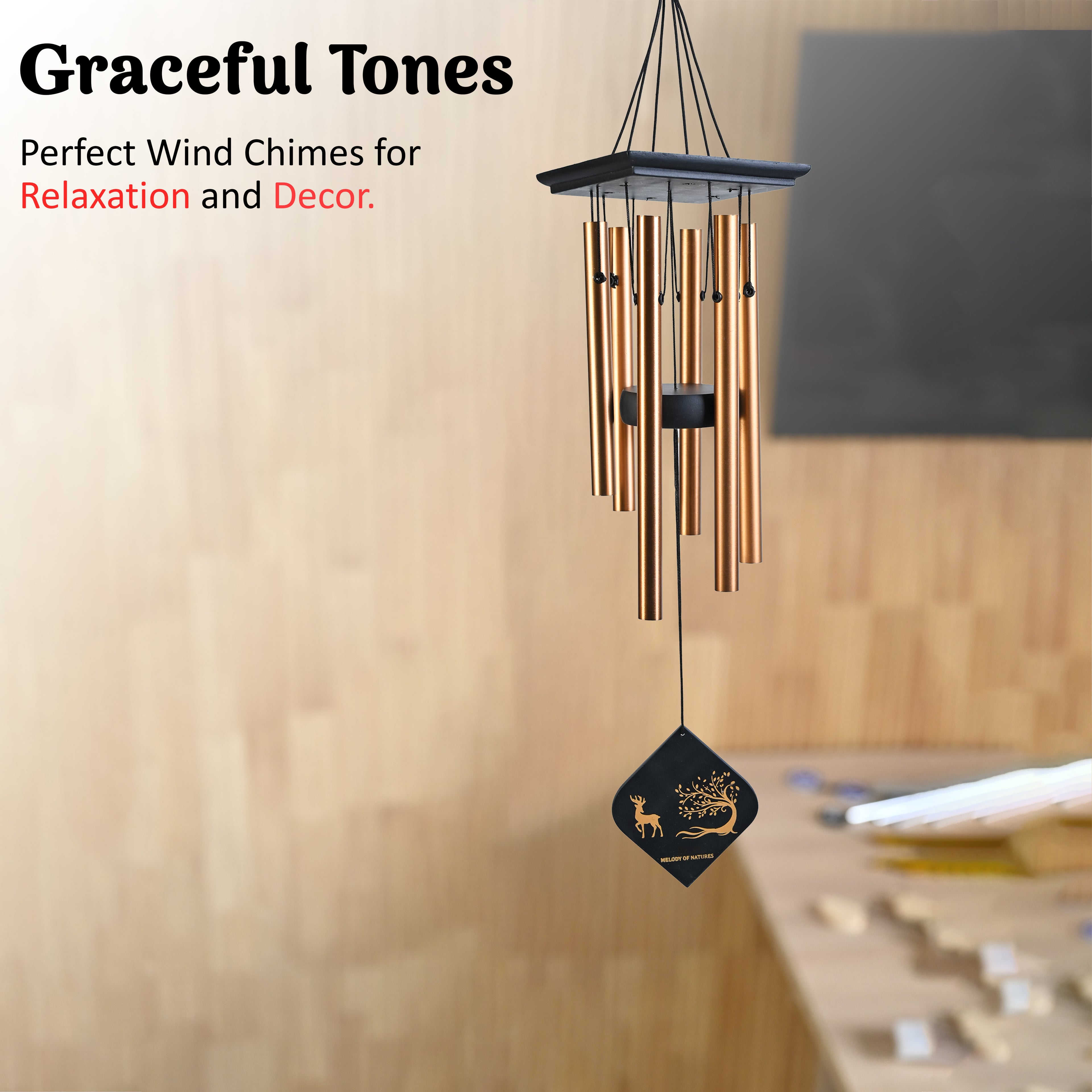 HindCraft Large Bronze Wind Chime for Home Garden Balcony Outdoor Decor