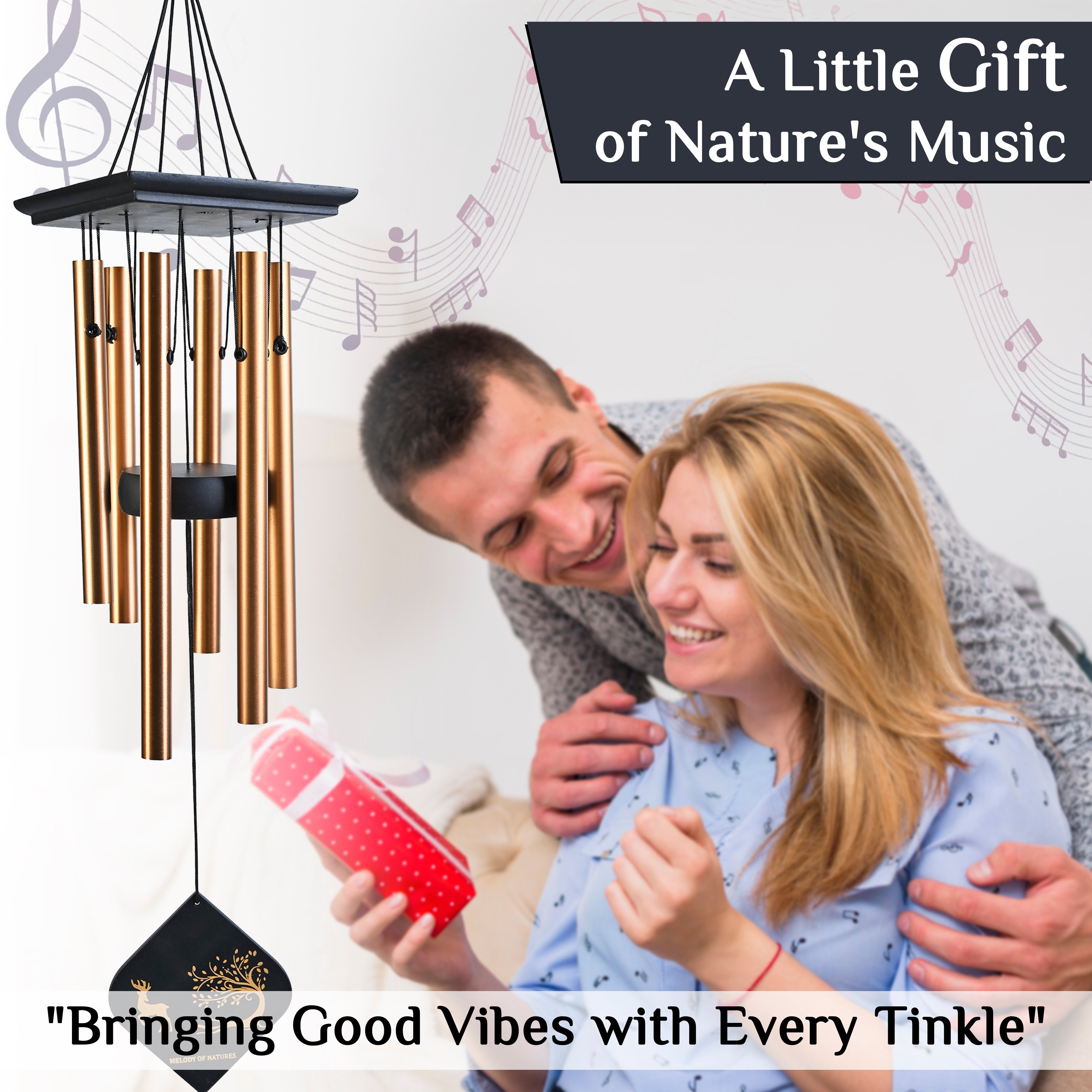 HindCraft Large Bronze Wind Chime for Home Garden Balcony Outdoor Decor