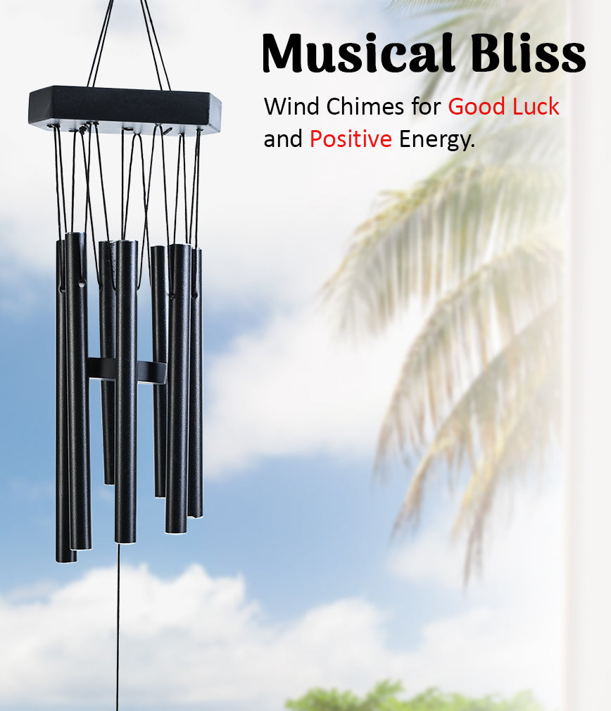 HindCraft Modern Black Wind Chime for Garden, Balcony & Patio Decor
