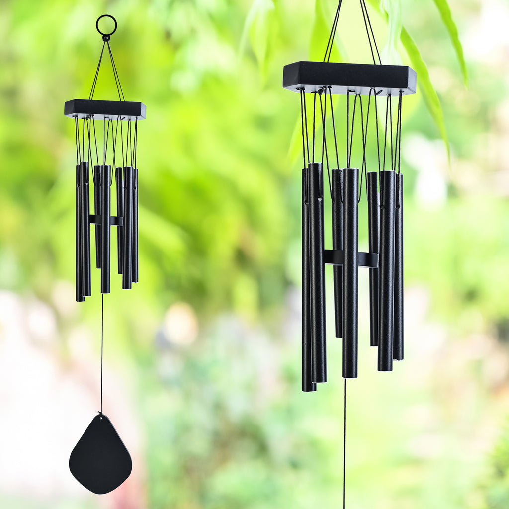 HindCraft Modern Black Wind Chime for Garden, Balcony & Patio Decor