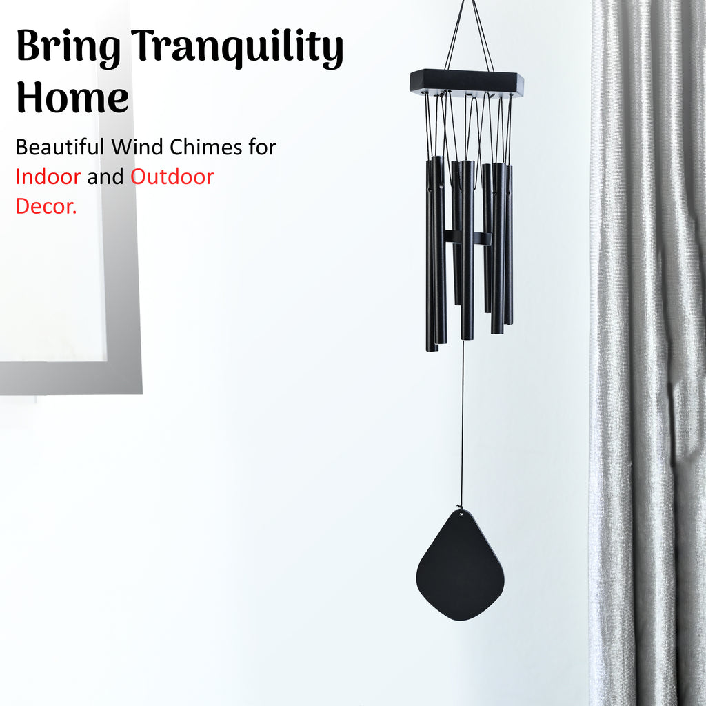HindCraft Modern Black Wind Chime for Garden, Balcony & Patio Decor