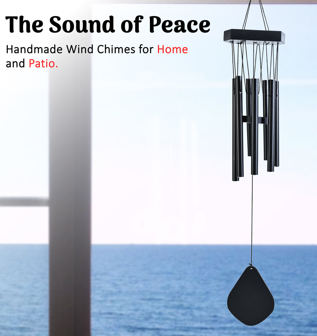 HindCraft Modern Black Wind Chime for Garden, Balcony & Patio Decor