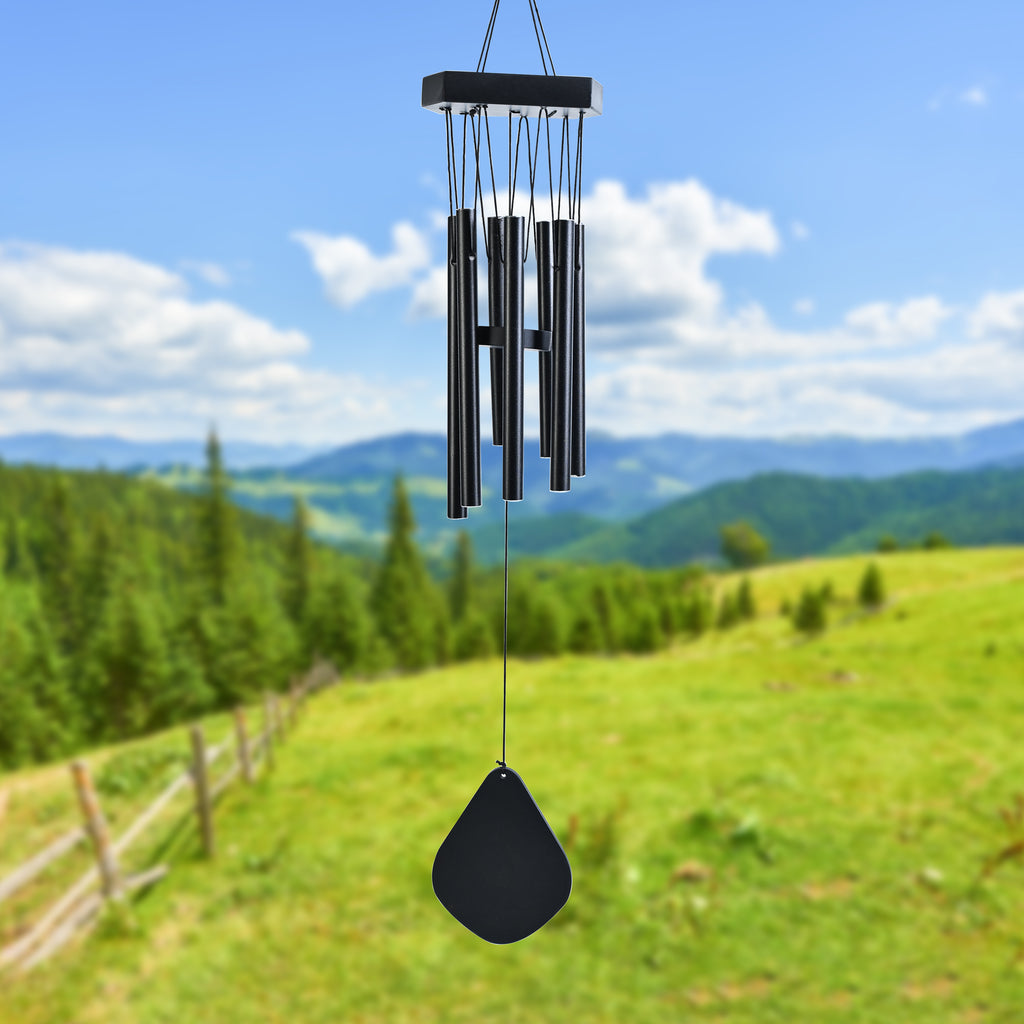HindCraft Modern Black Wind Chime for Garden, Balcony & Patio Decor