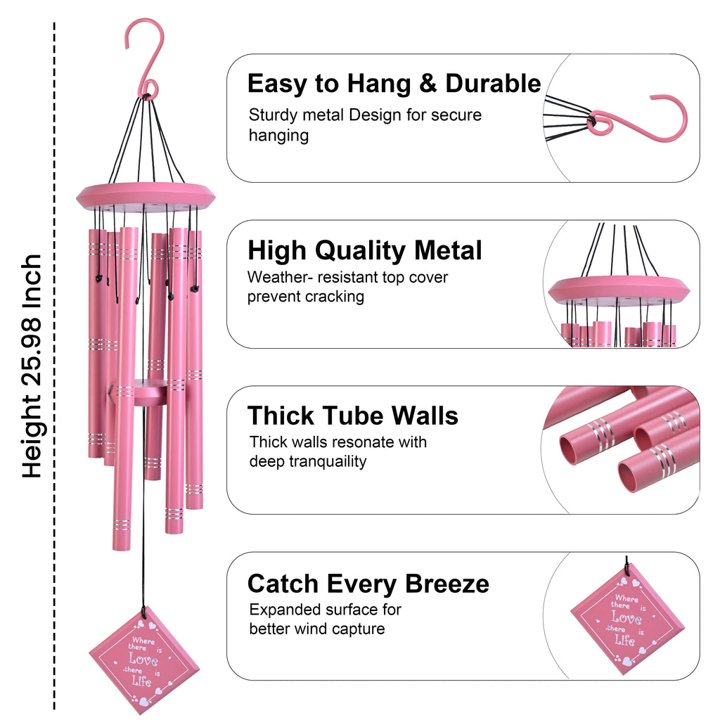 HindCraft Pink Decorative Wind Chime for Balcony, Garden & Gift Giving