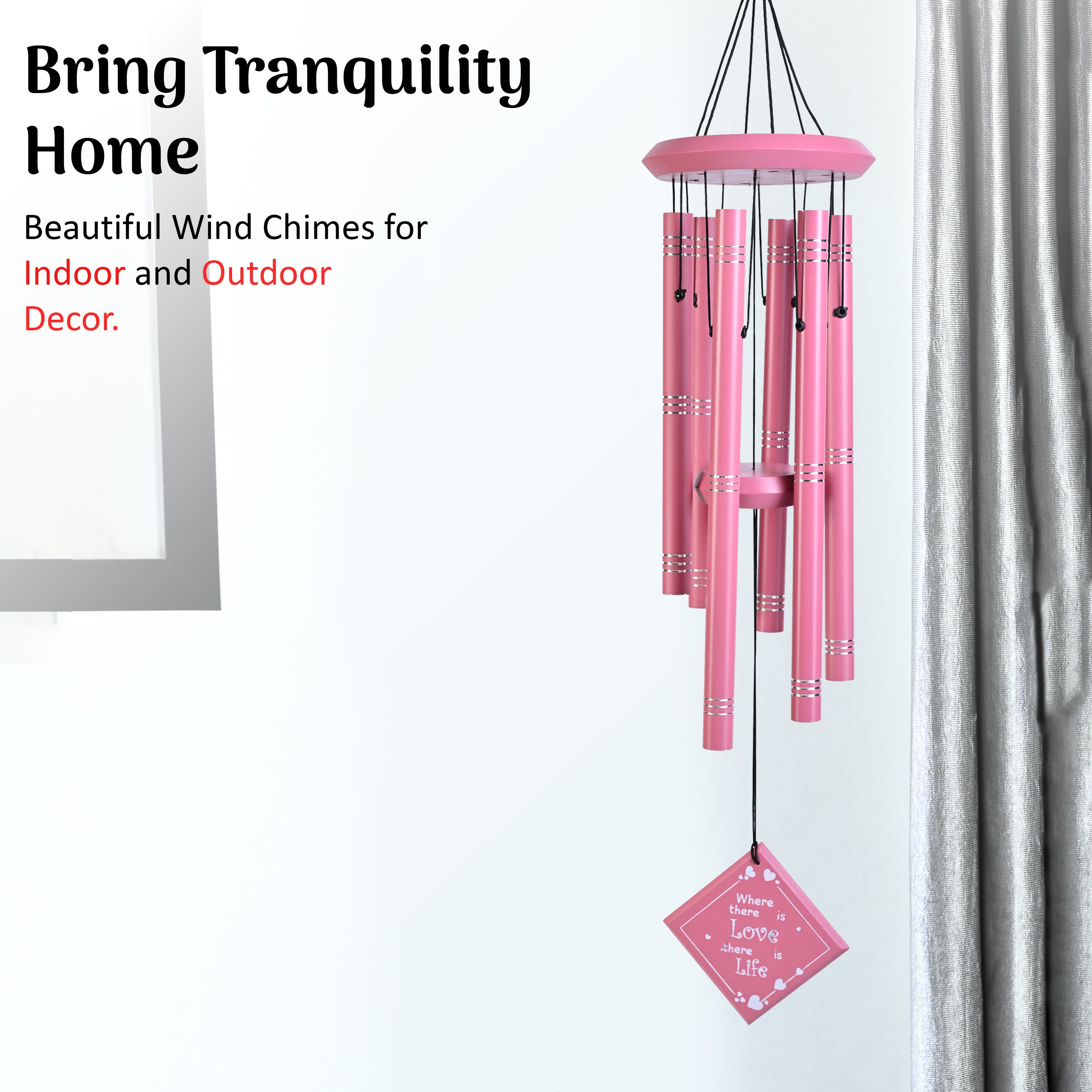 HindCraft Pink Decorative Wind Chime for Balcony, Garden & Gift Giving