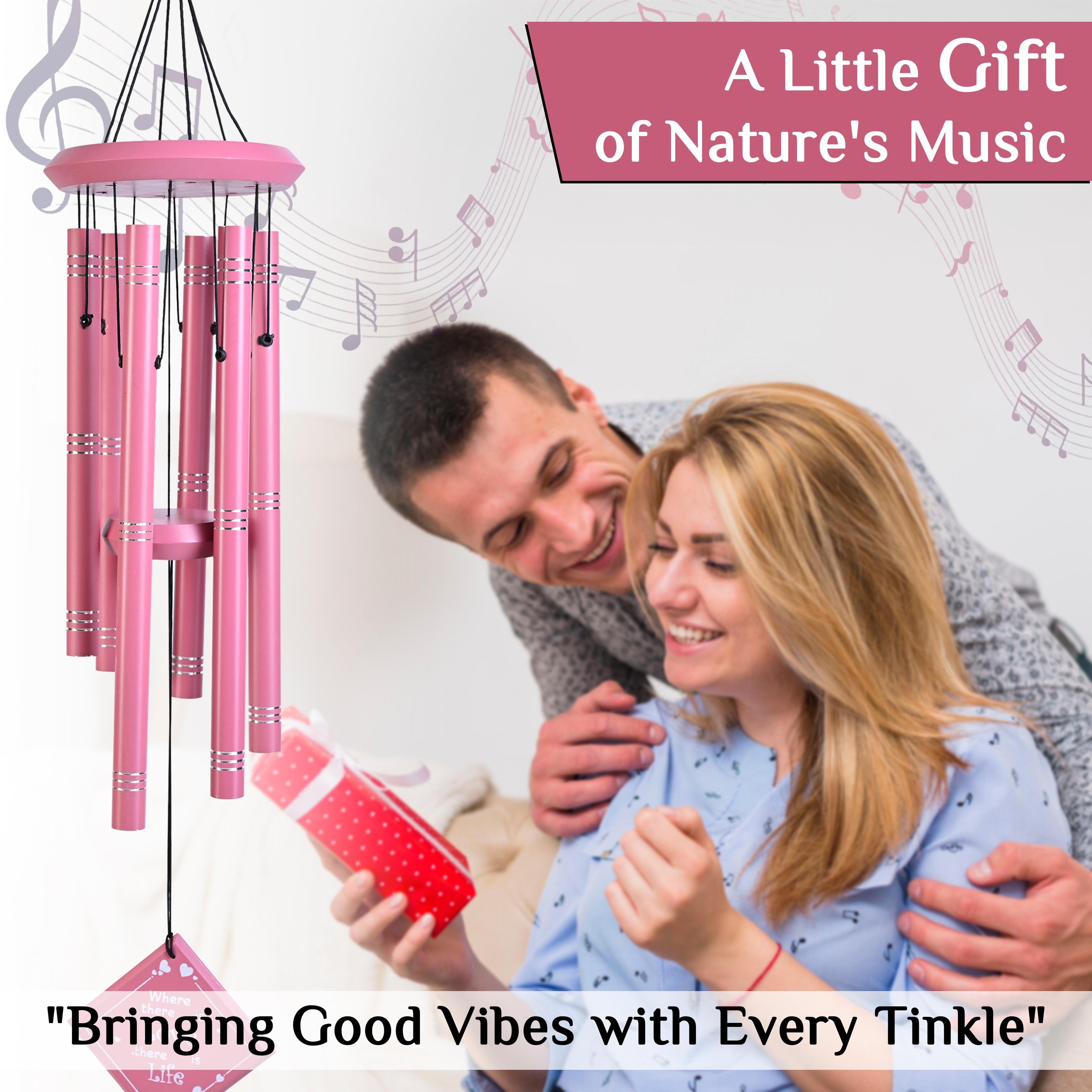 HindCraft Pink Decorative Wind Chime for Balcony, Garden & Gift Giving