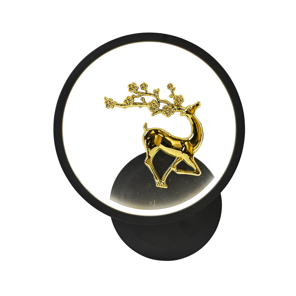 HindCraft Golden Deer LED Ring Table Lamp for Bedroom & Home Décor