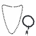 HindCraft Karungali Mala 54 Beads with Silver Caps & Karungali Bracelet | Natural Ebony Wood Combo | Karungali Malai Original Spiritual Jap Mala for Men & Women