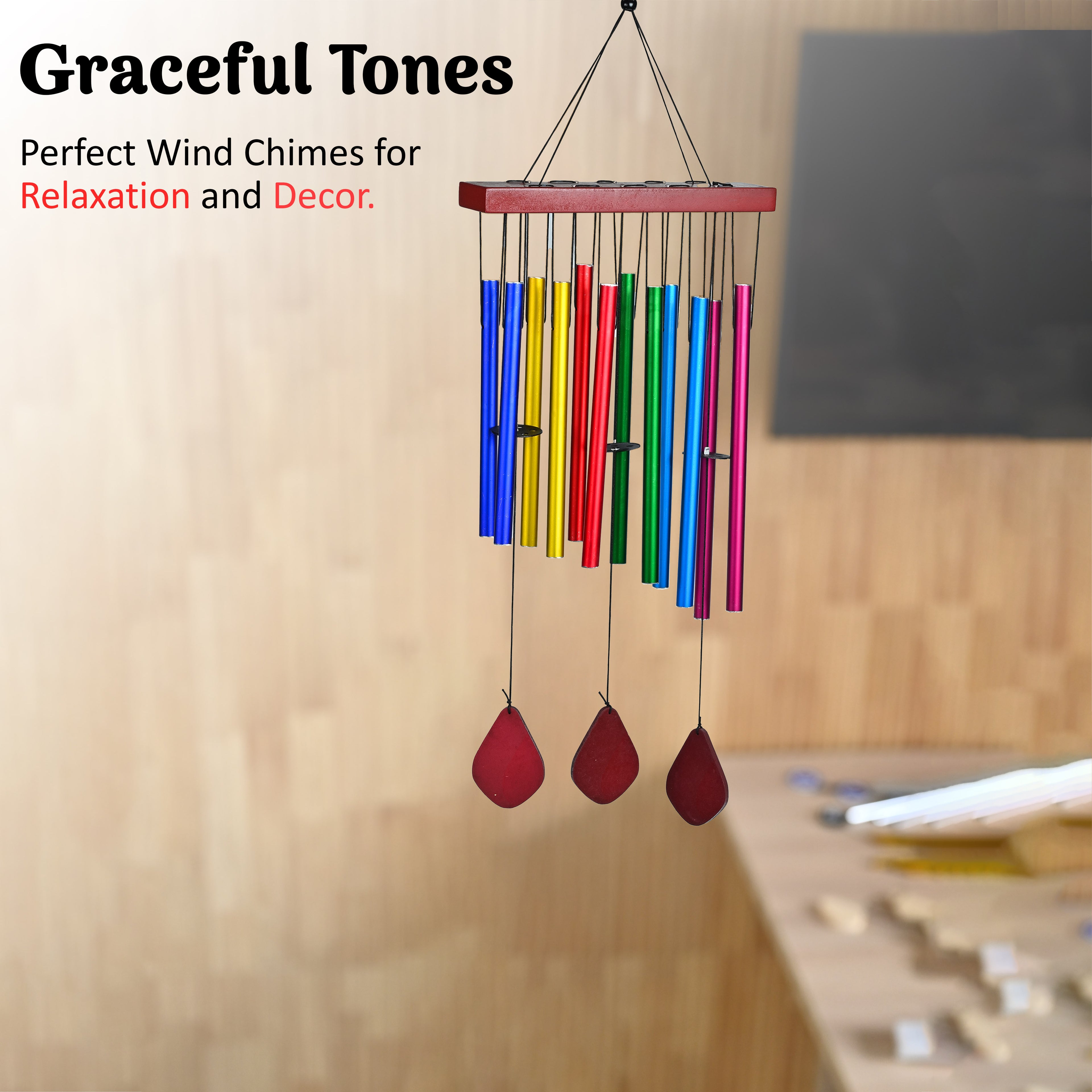 HindCraft Rainbow Wind Chime for Home Décor, Balcony & Garden