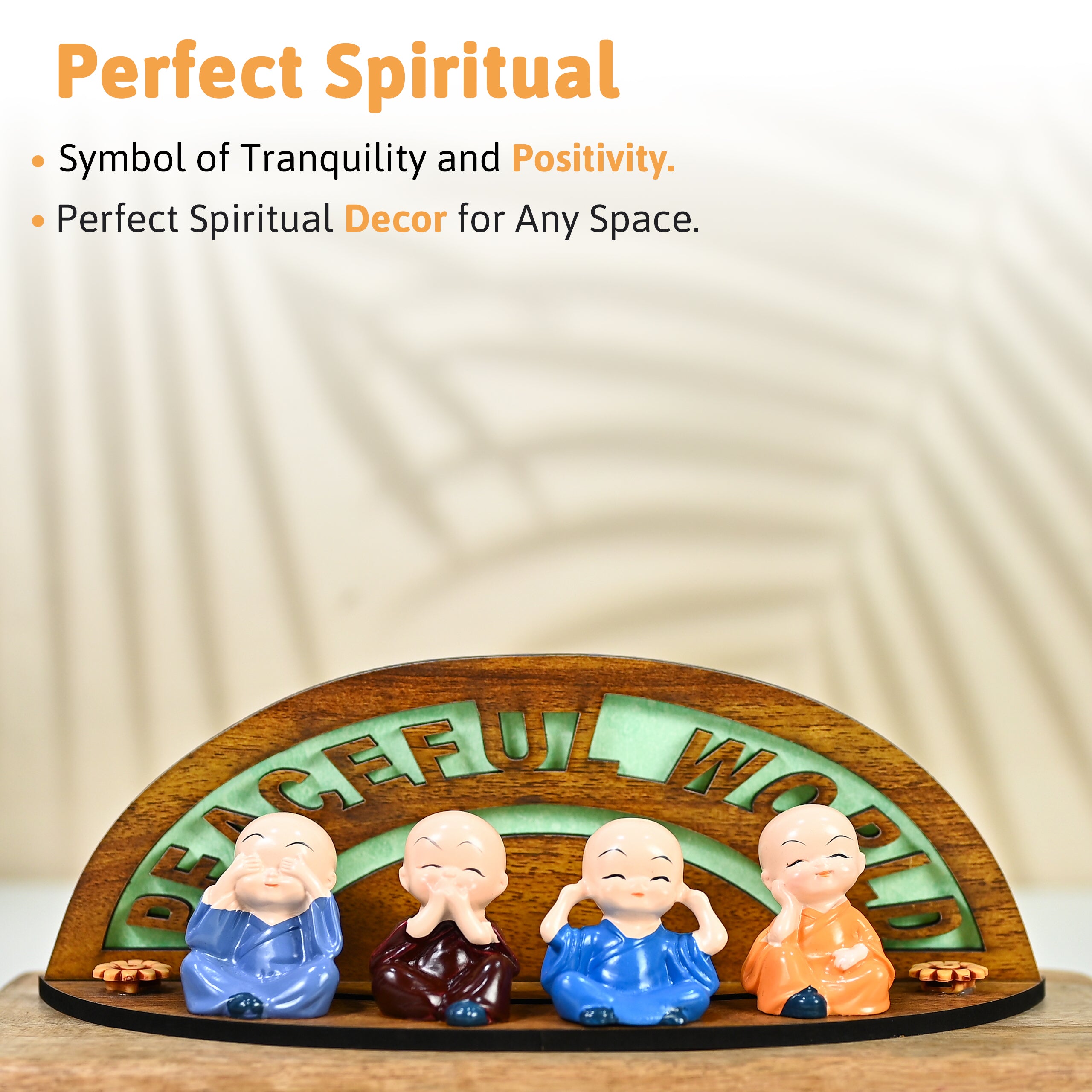 HindCraft Peaceful World Four Monk Showpiece for Home, Office & Table Décor