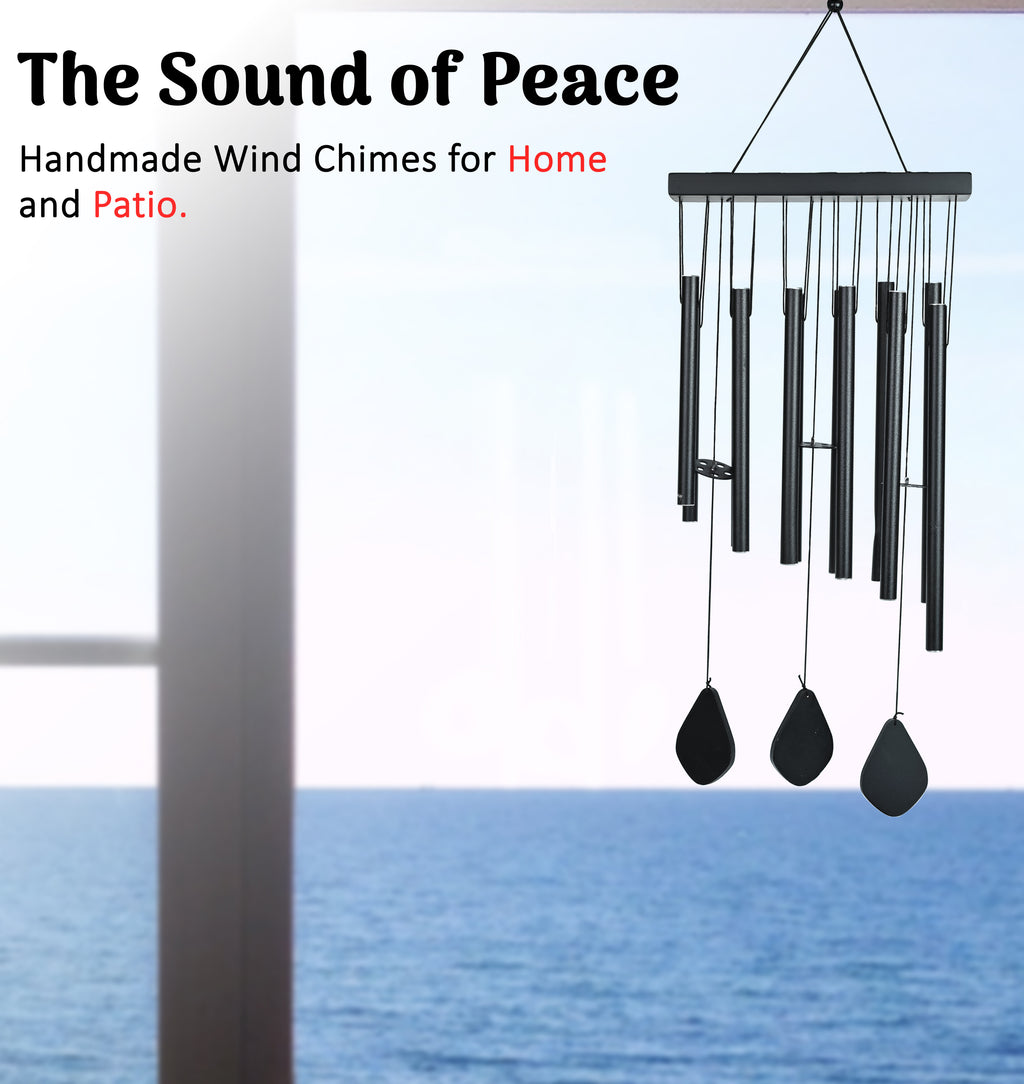 HindCraft Black Metal Wind Chime for Home, Balcony & Garden Décor