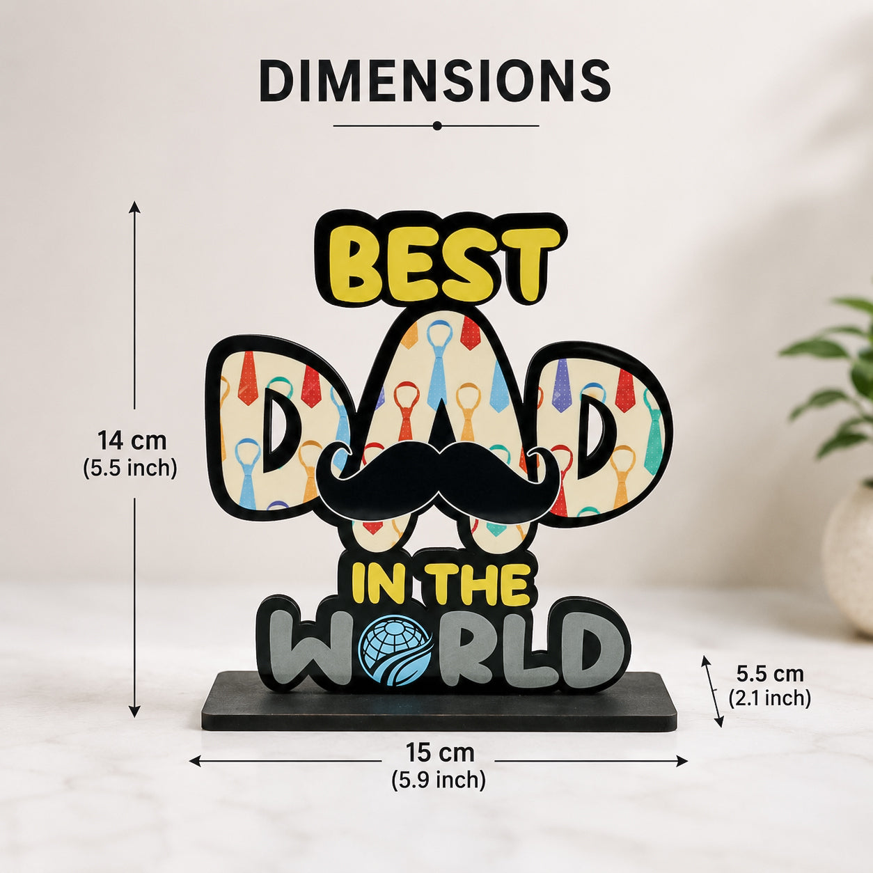 HindCraft Best Dad in The World Wooden Table Showpiece