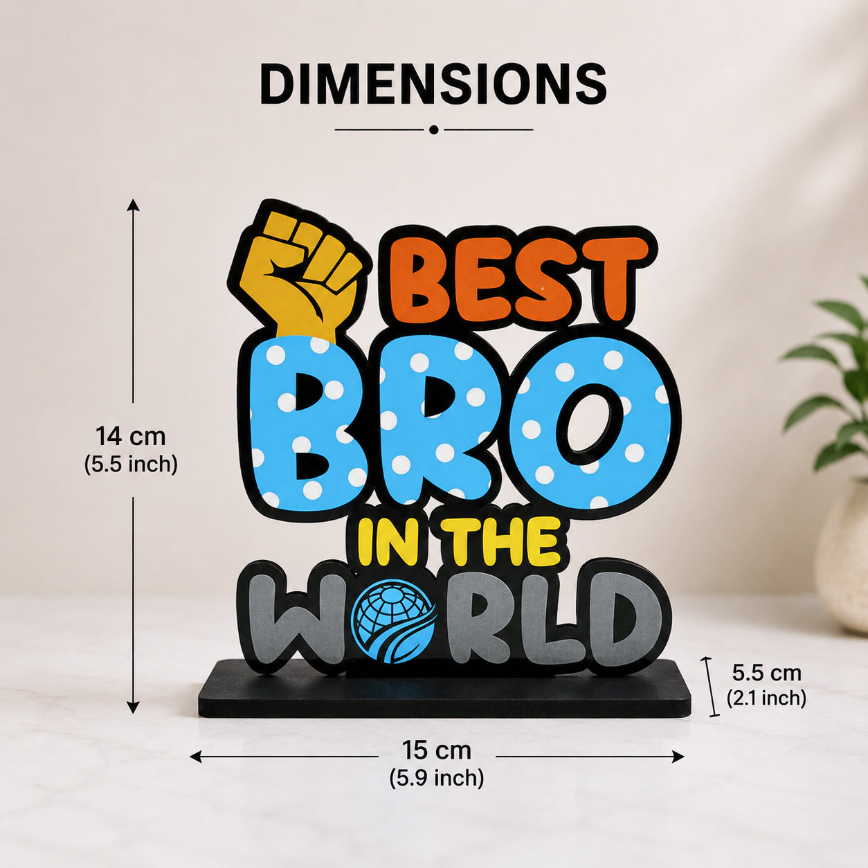Best Bro in The World Wooden Table Decor | Brother Gift | Rakhi Gift for Brother