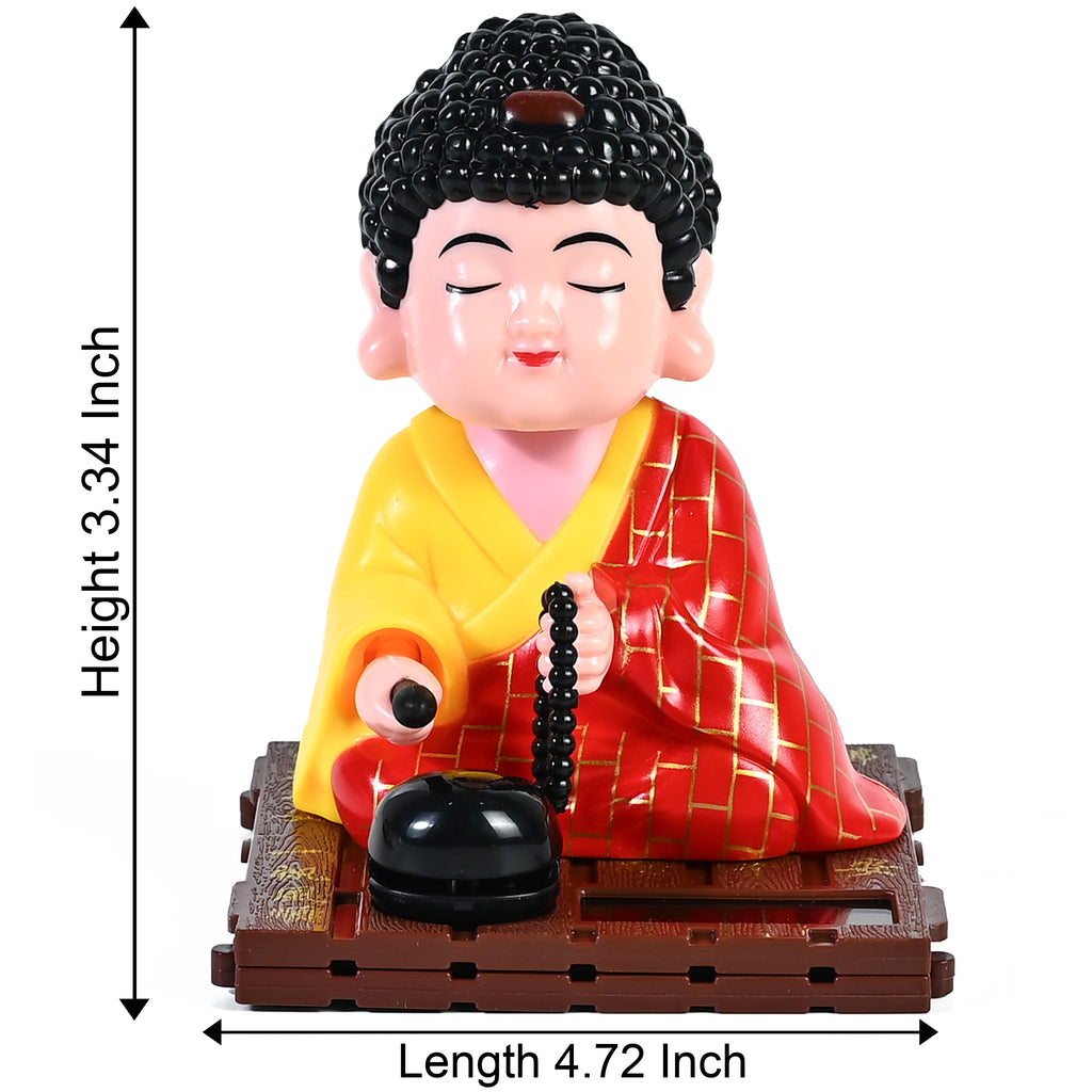 HindCraft Meditating Buddha Monk Showpiece with Prayer Beads for Home & Office Décor