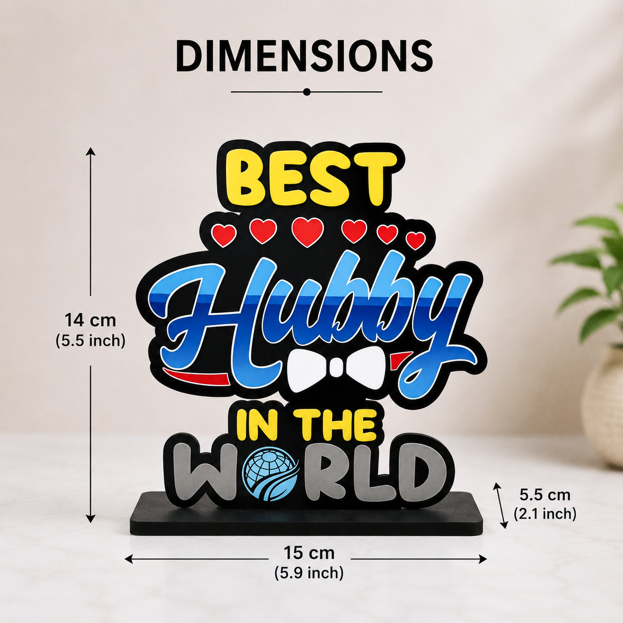 HindCraft Best Hubby in The World Wooden Table Showpiece
