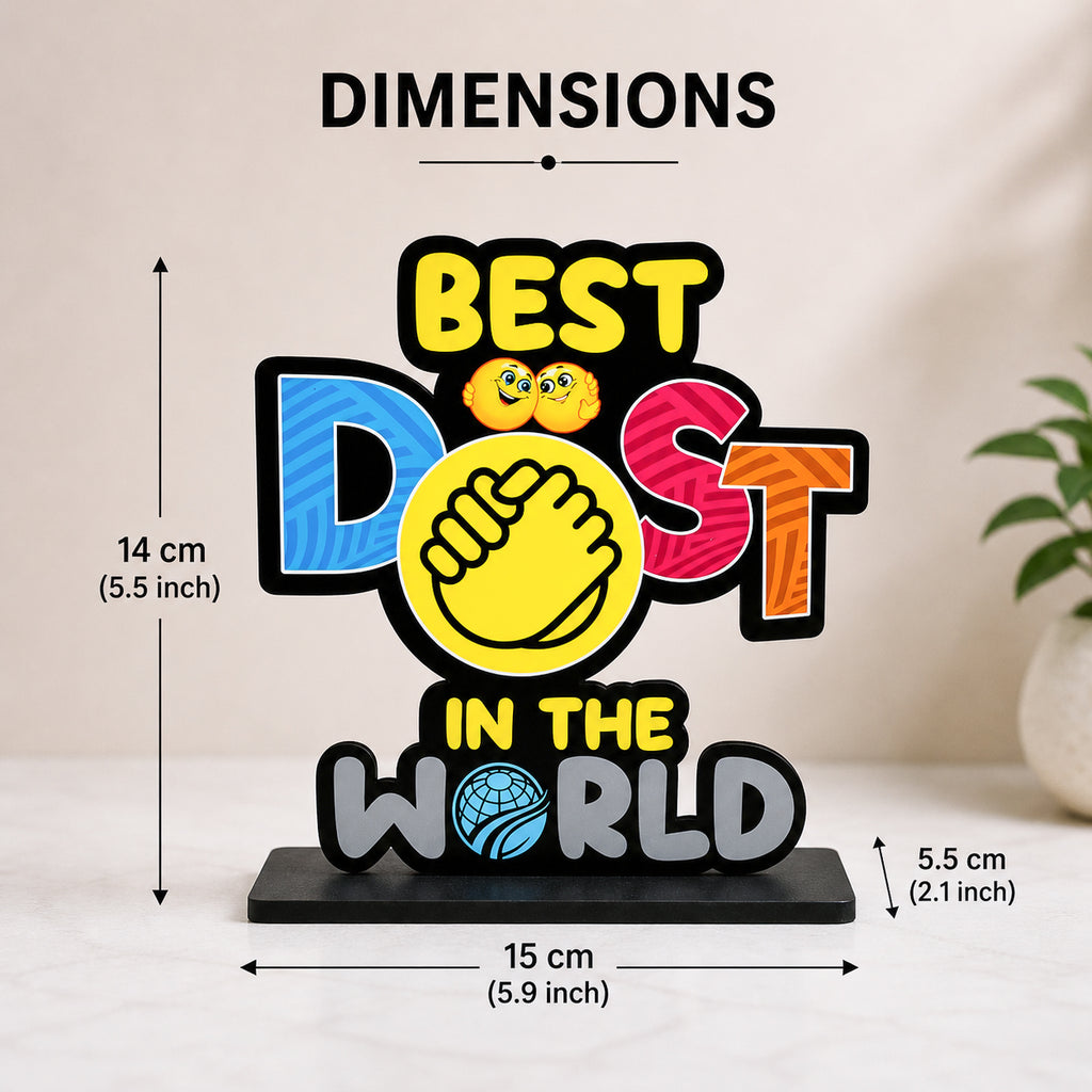 HindCraft Best Dost in The World Wooden Table Showpiece