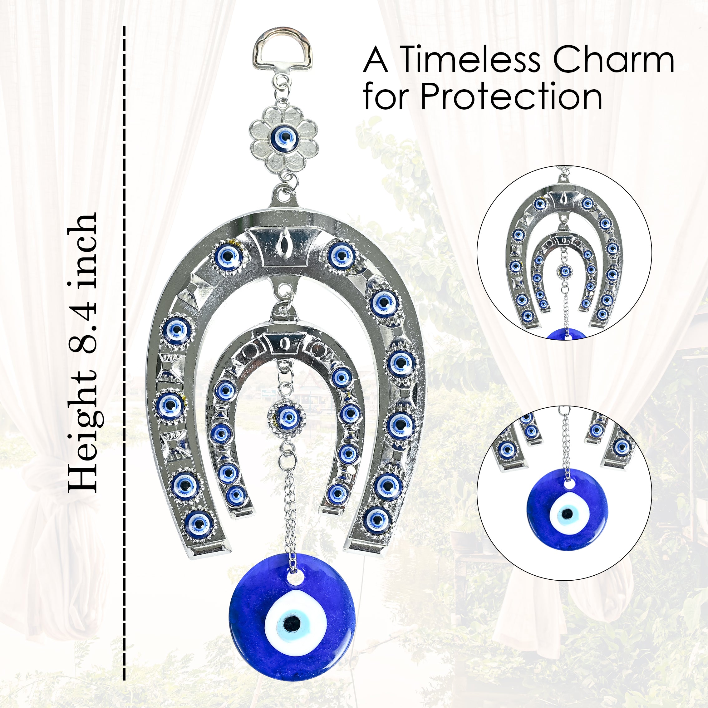HindCraft Lucky Horseshoe Evil Eye Wall Hanging