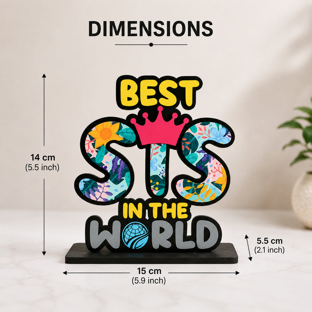 HindCraft Best Sis in The World Wooden Table Showpiece