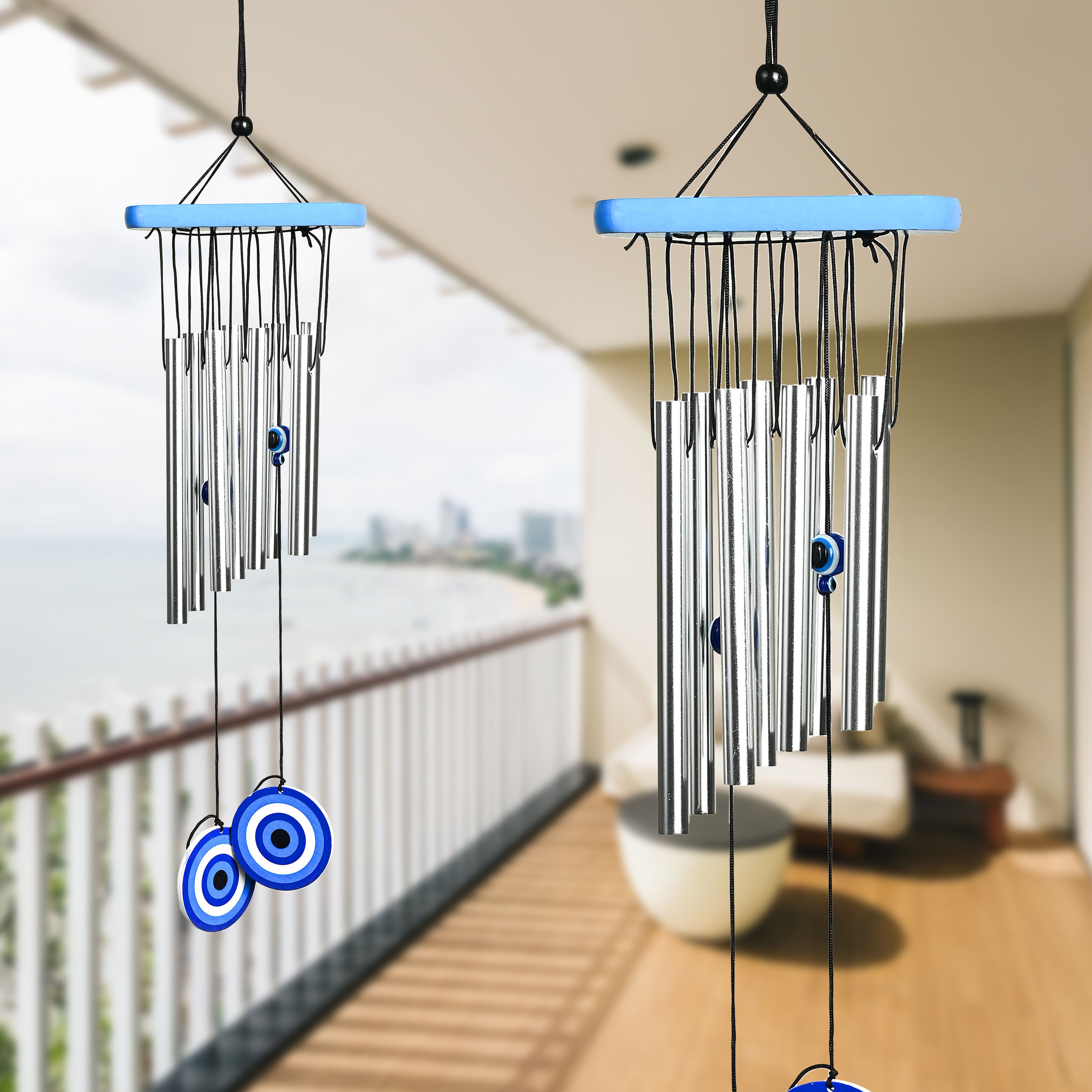 HindCraft Blue Evil Eye Wind Chime for Home, Balcony & Garden Decor