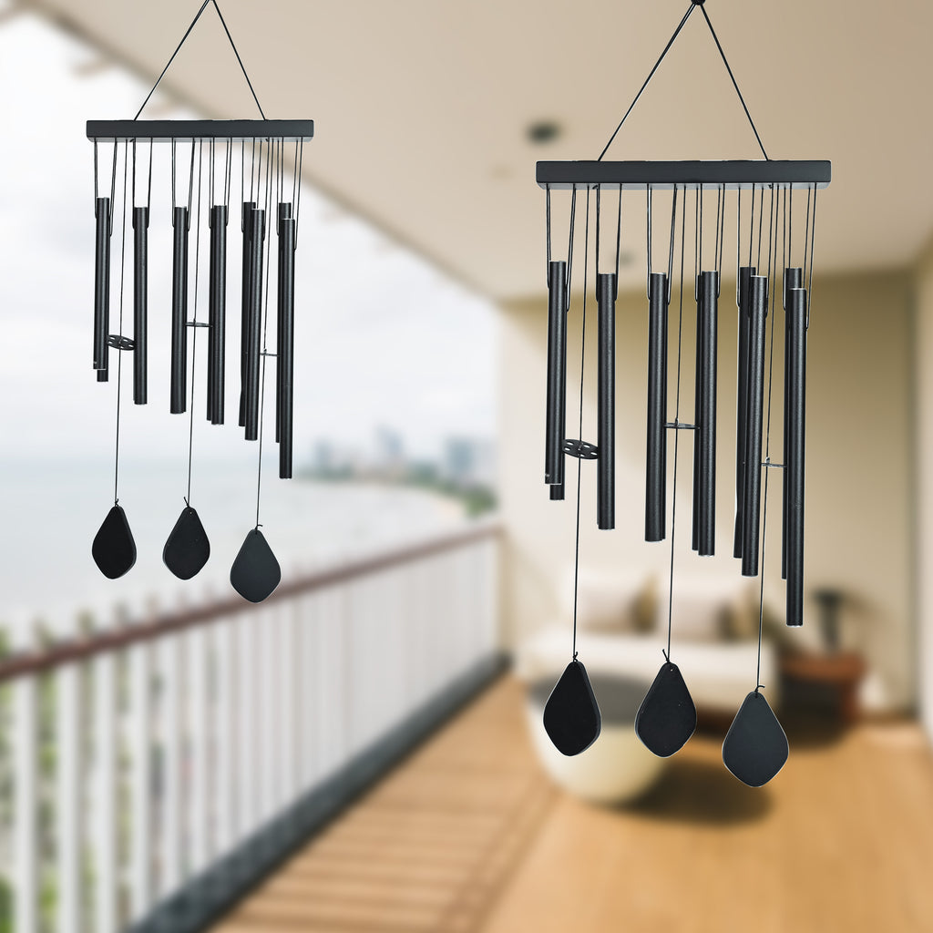 HindCraft Black Metal Wind Chime for Home, Balcony & Garden Décor
