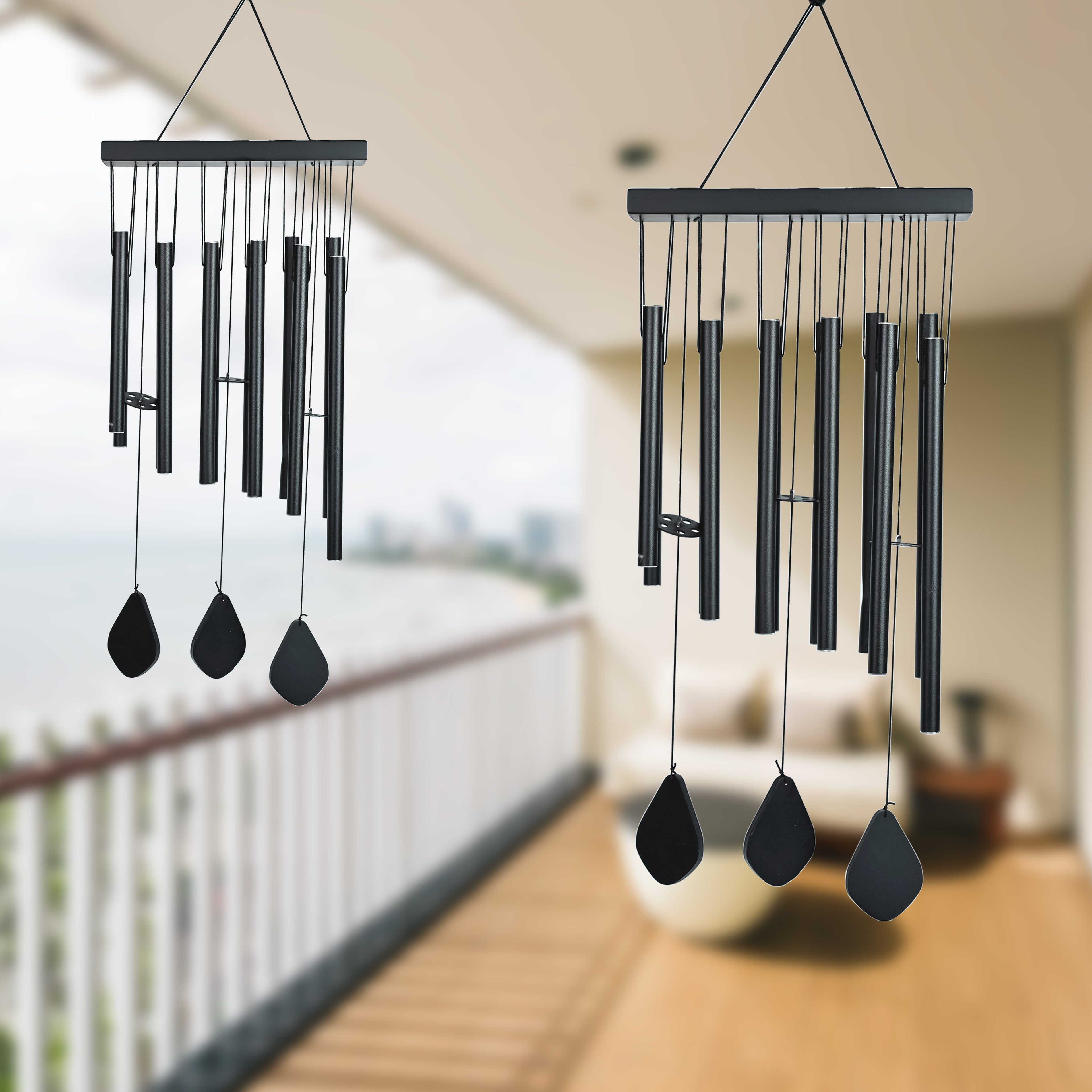 HindCraft Black Metal Wind Chime for Home, Balcony & Garden Décor