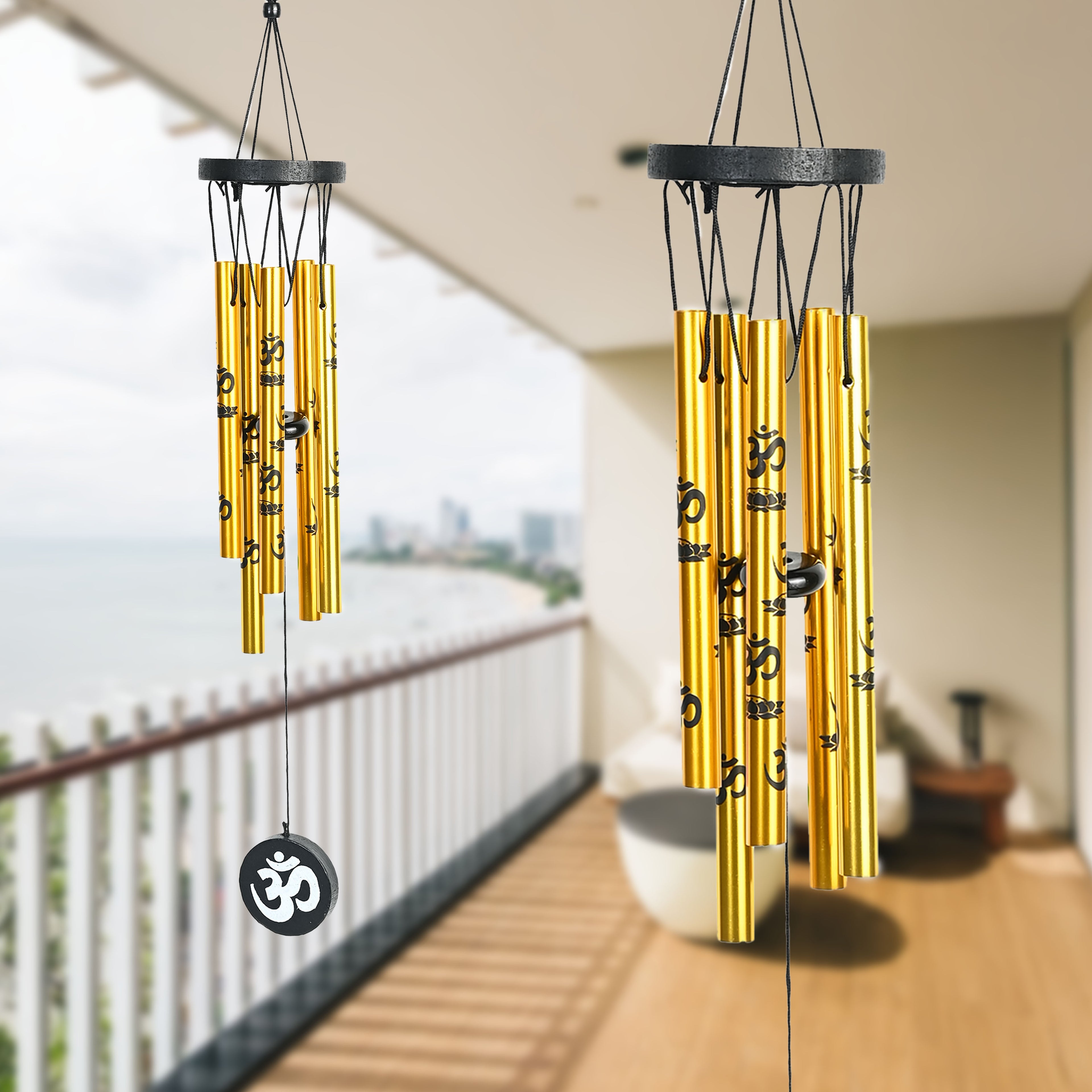 HindCraft Gold Om Wind Chime for Home & Garden