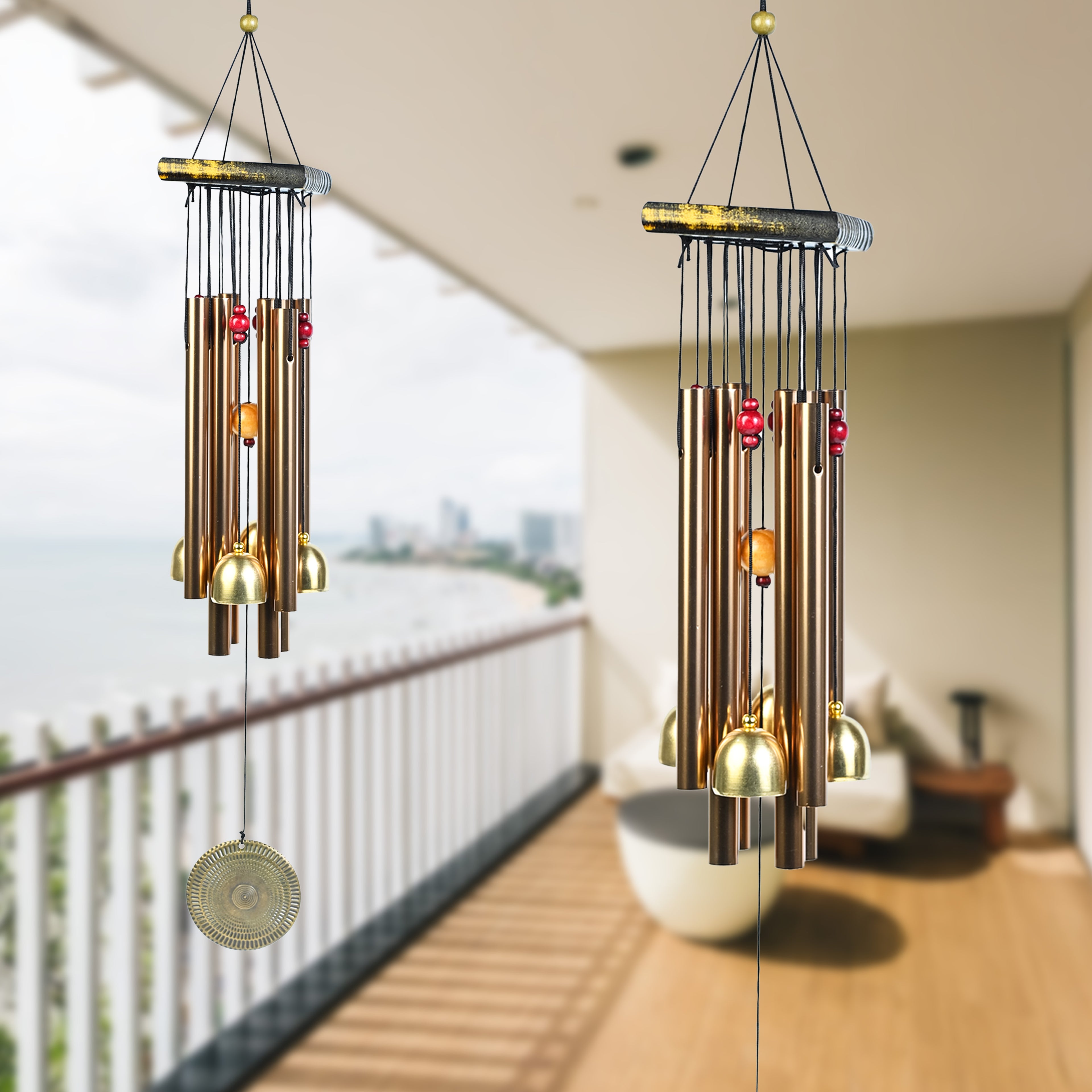 HindCraft Wind Chime with Brass Bells for Home Décor, Balcony